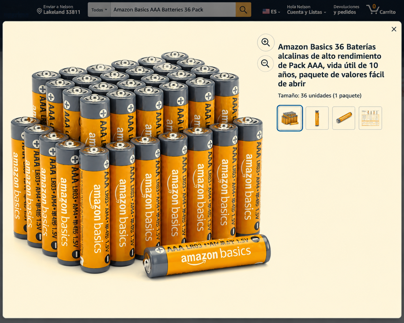 Amazon Basics – 36 baterías alcalinas AAA