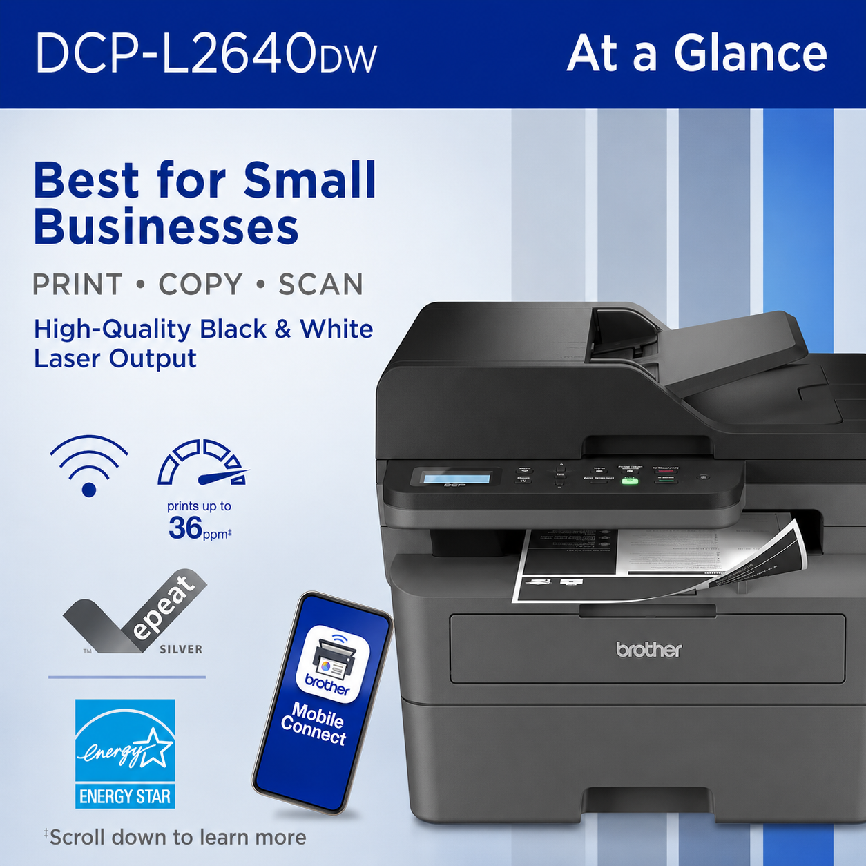 Brother DCP-L2640DW Impresora láser monocromática compacta inalámbrica multifunción