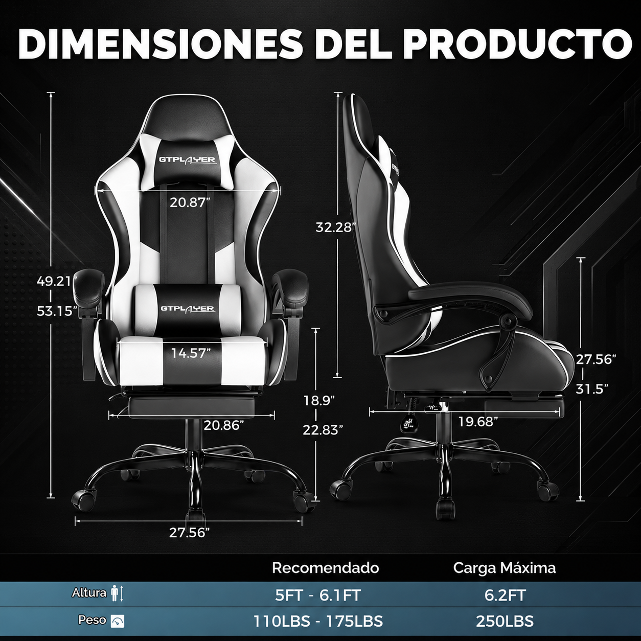 GTPLAYER Silla para videojuegos, silla de computadora
