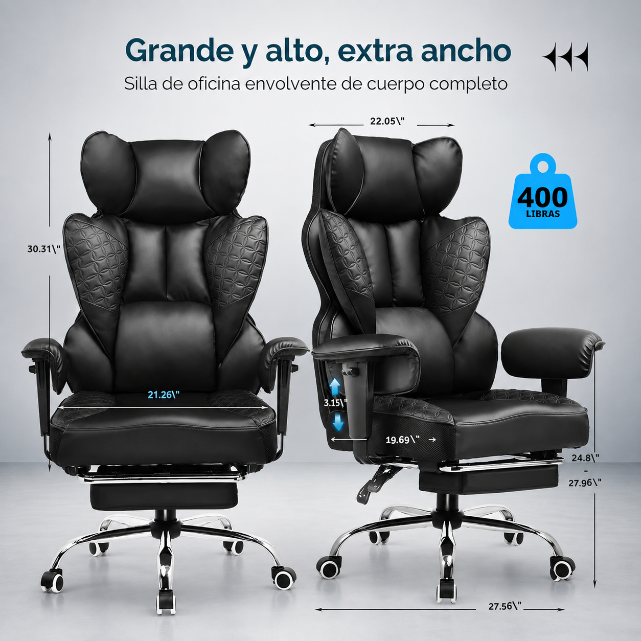 GTRACING - Silla de juegos grande y alta de 400 libras, silla de oficina