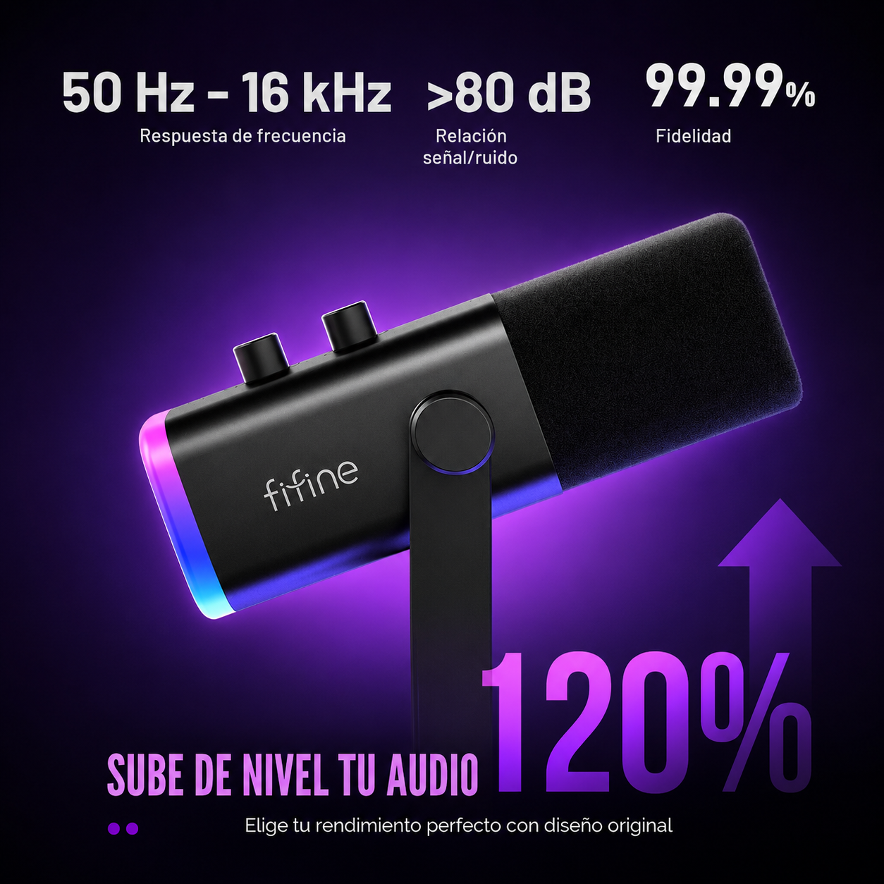 FIFINE - Micrófono dinámico XLR/USB para podcasts