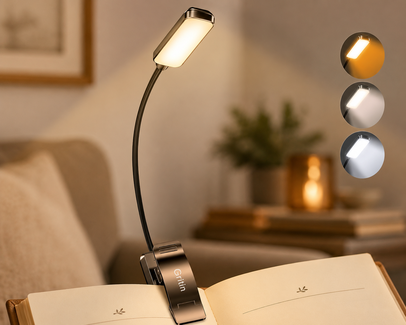 Lámpara de Lectura Recargable Gritin – 9 LED